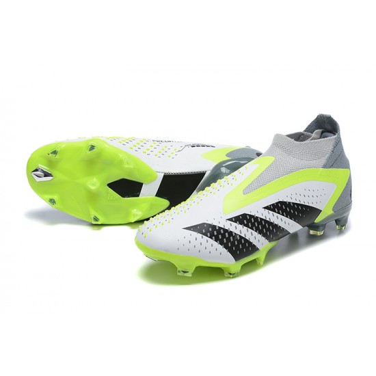 Adidas Predator Accuracy Boots FG Mid-top Grey Green Black Men Soccer Cleats 