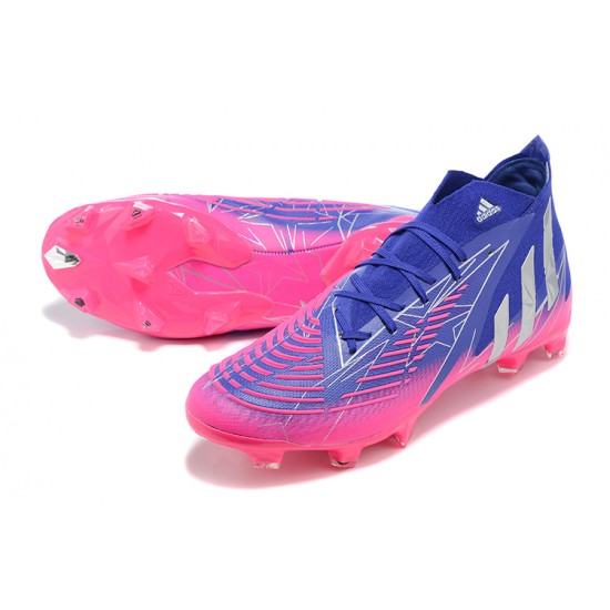 Adidas Predator Edge Geometric.1 FG Mid-top Blue Pink Men Soccer Cleats 