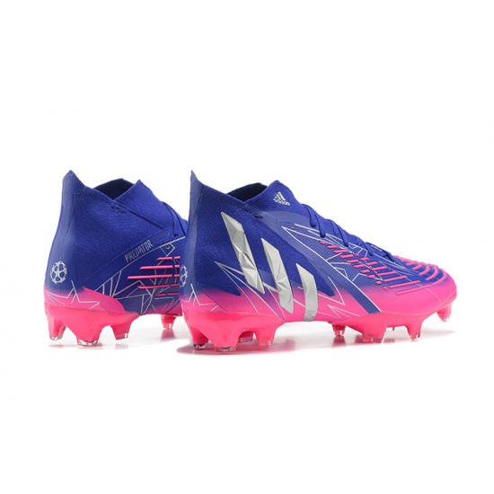 Adidas Predator Edge Geometric.1 FG Mid-top Blue Pink Men Soccer Cleats 