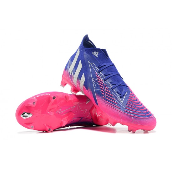 Adidas Predator Edge Geometric.1 FG Mid-top Blue Pink Men Soccer Cleats 