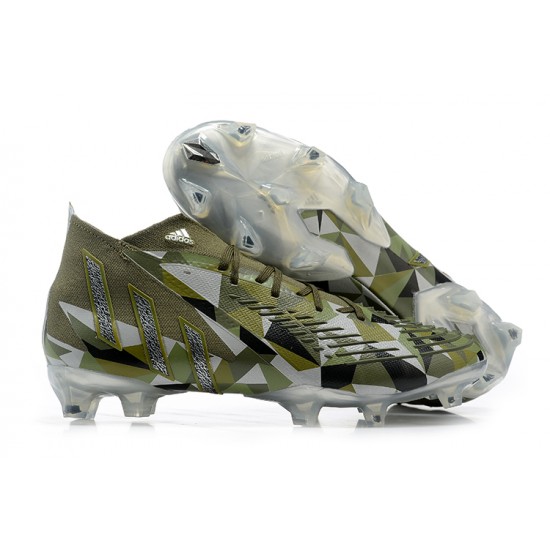 Adidas Predator Edge Geometric.1 FG Mid-top Grey Olive Men Soccer Cleats 