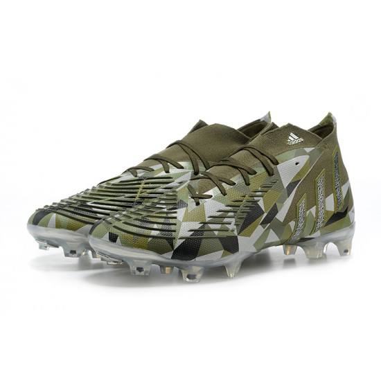 Adidas Predator Edge Geometric.1 FG Mid-top Grey Olive Men Soccer Cleats 