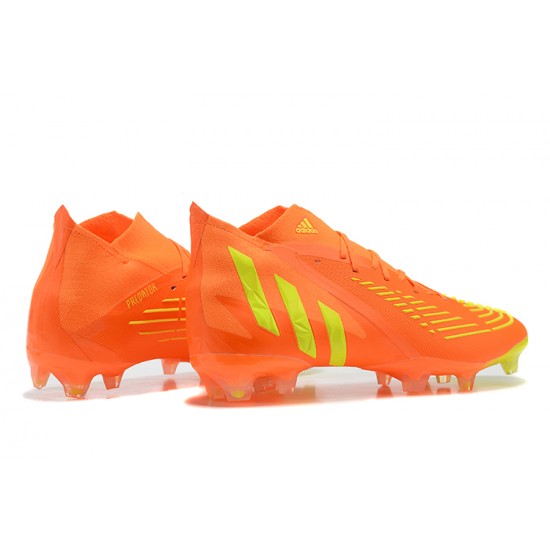 Adidas Predator Edge Geometric.1 FG Mid-top Orange Yellow Men Soccer Cleats 