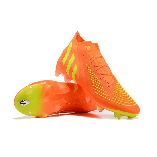 Adidas Predator Edge Geometric.1 FG Mid-top Orange Yellow Men Soccer Cleats 