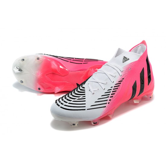 Adidas Predator Edge Geometric.1 FG Mid-top Pink White Black Men Soccer Cleats 