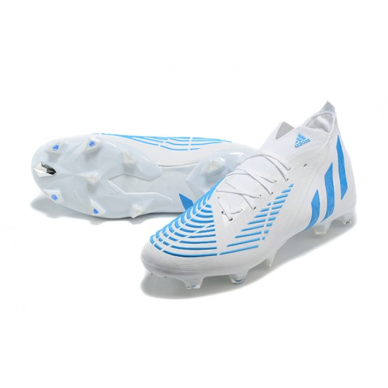 Adidas Predator Edge Geometric.1 FG Mid-top White Blue Men Soccer Cleats 