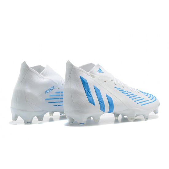 Adidas Predator Edge Geometric.1 FG Mid-top White Blue Men Soccer Cleats 