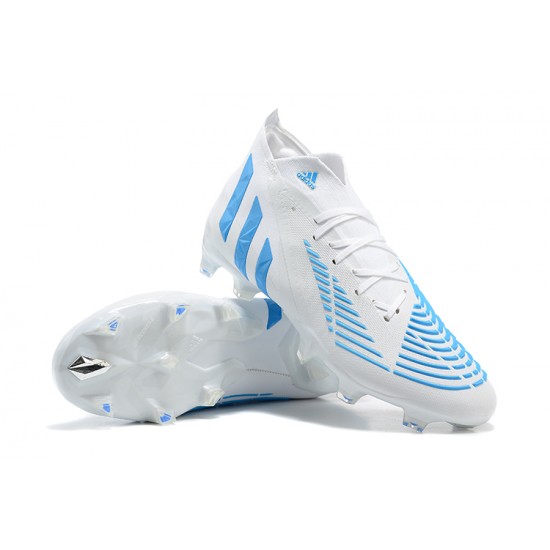 Adidas Predator Edge Geometric.1 FG Mid-top White Blue Men Soccer Cleats 