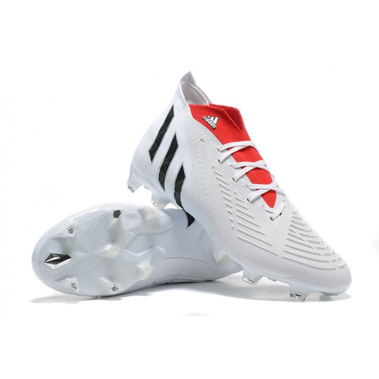 Adidas Predator Edge Geometric.1 FG Mid-top White Red Men Soccer Cleats 