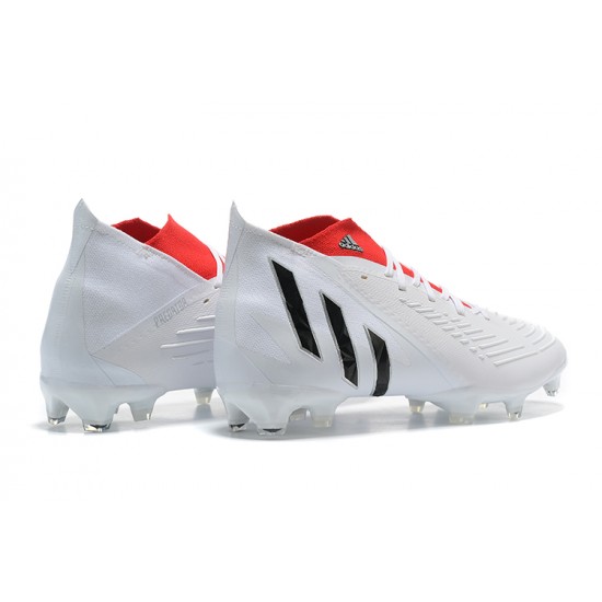 Adidas Predator Edge Geometric.1 FG Mid-top White Red Men Soccer Cleats 