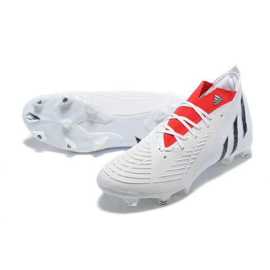 Adidas Predator Edge Geometric.1 FG Mid-top White Red Men Soccer Cleats 