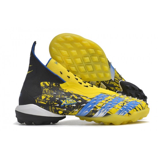 Adidas Predator Freak TF Black Yellow Blue Women And Men Soccer Cleats 