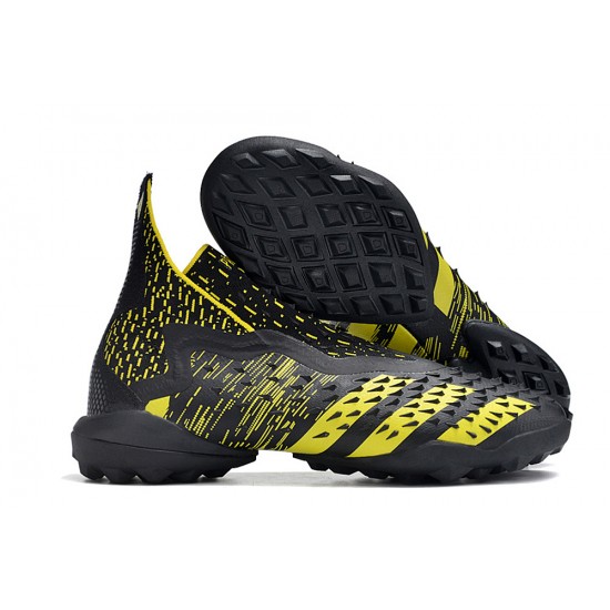 Adidas Predator Freak TF Black Yellow Women And Men Soccer Cleats 