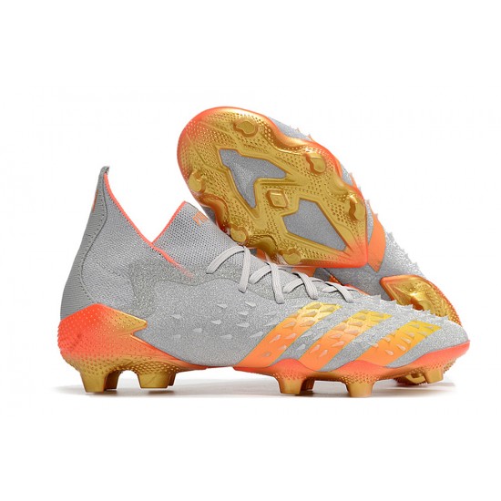 Adidas Predator Freak.1 FG Grey Orange Gold Women And Men Soccer Cleats 