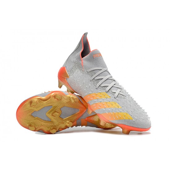 Adidas Predator Freak.1 FG Grey Orange Gold Women And Men Soccer Cleats 