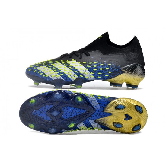 Adidas Predator Freak.1 Low FG Black Blue Yellow Women And Men Soccer Cleats 