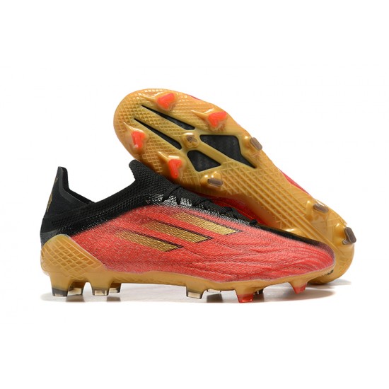 Adidas X Speedflow FG Low-top Black Gold Red Men Soccer Cleats 