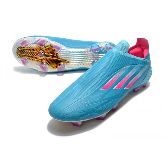 Adidas X Speedflow FG Low-top Blue Pink Sliver Men Soccer Cleats 