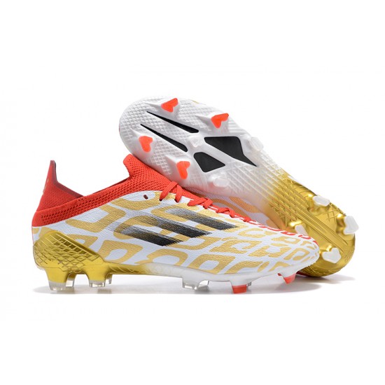 Adidas X Speedflow FG Low-top Red White Gold Men Soccer Cleats 