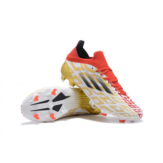 Adidas X Speedflow FG Low-top Red White Gold Men Soccer Cleats 