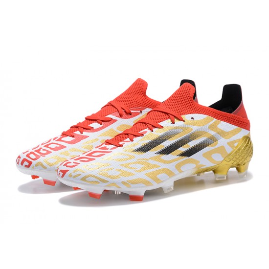 Adidas X Speedflow FG Low-top Red White Gold Men Soccer Cleats 