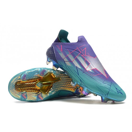 Adidas X Speedflow FG Low-top Turqoise Purple Gold Soccer Cleats 