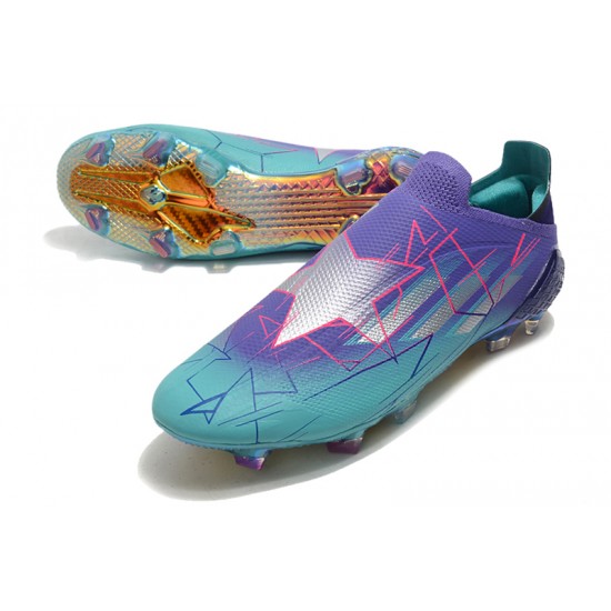 Adidas X Speedflow FG Low-top Turqoise Purple Gold Soccer Cleats 