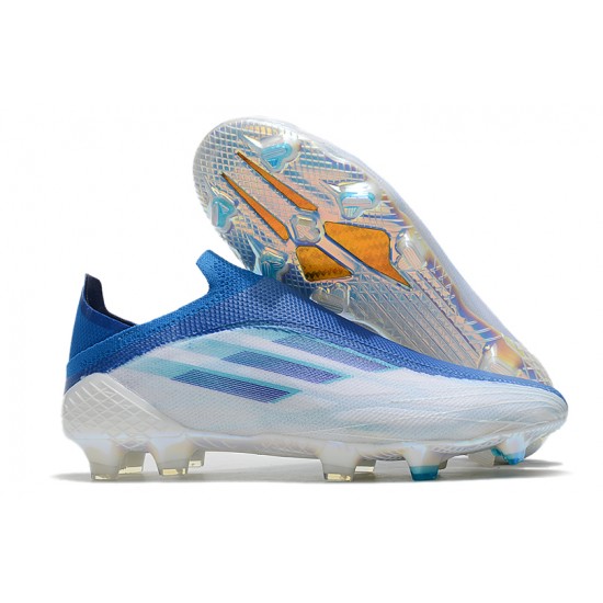 Adidas X Speedflow FG Low-top White Blue Sliver Soccer Cleats 