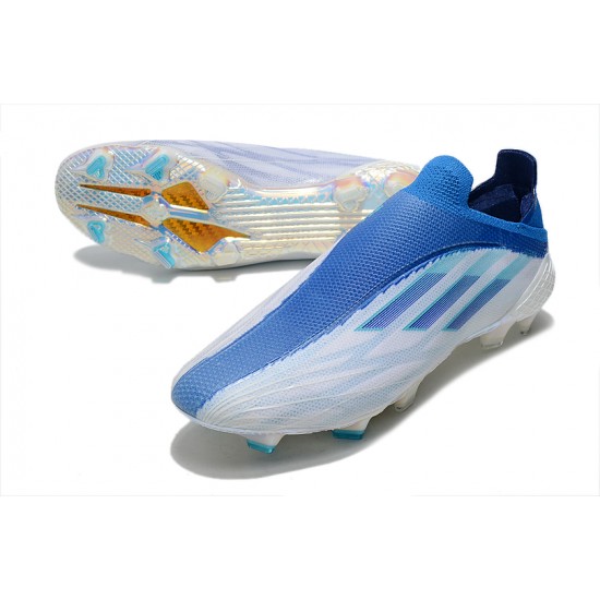 Adidas X Speedflow FG Low-top White Blue Sliver Soccer Cleats 