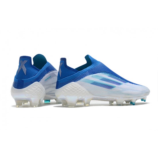 Adidas X Speedflow FG Low-top White Blue Sliver Soccer Cleats 