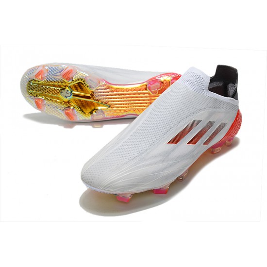 Adidas X Speedflow FG Low-top White Gold Red Men Soccer Cleats 