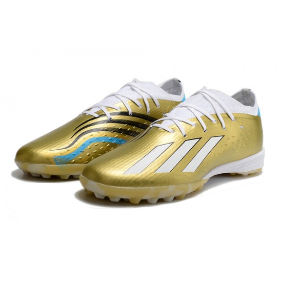 Adidas X Speedportal .1 TF Low-top White Gold Black Men Soccer Cleats 