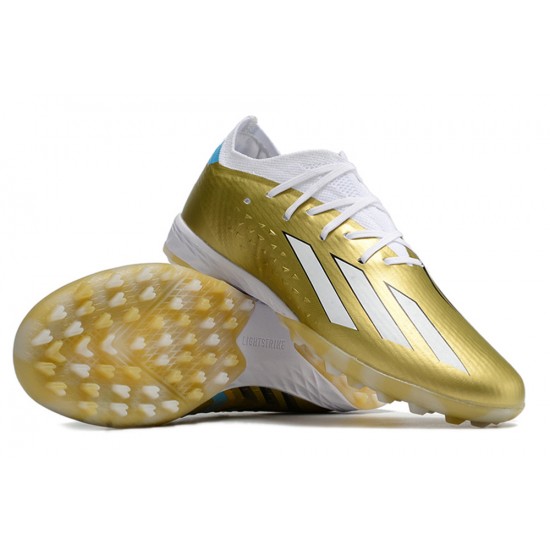 Adidas X Speedportal .1 TF Low-top White Gold Black Men Soccer Cleats 