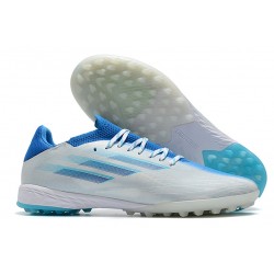 Adidas X Speedportal .1 TF Low-top White Turqoise Blue Soccer Cleats 