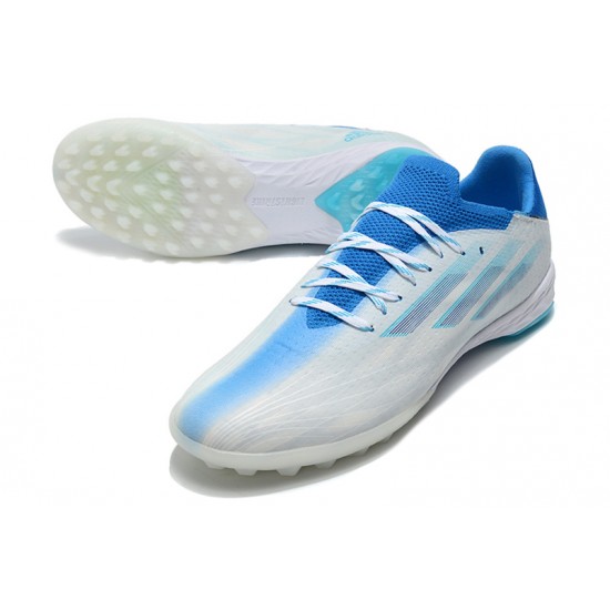 Adidas X Speedportal .1 TF Low-top White Turqoise Blue Soccer Cleats 