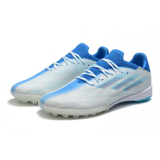 Adidas X Speedportal .1 TF Low-top White Turqoise Blue Soccer Cleats 