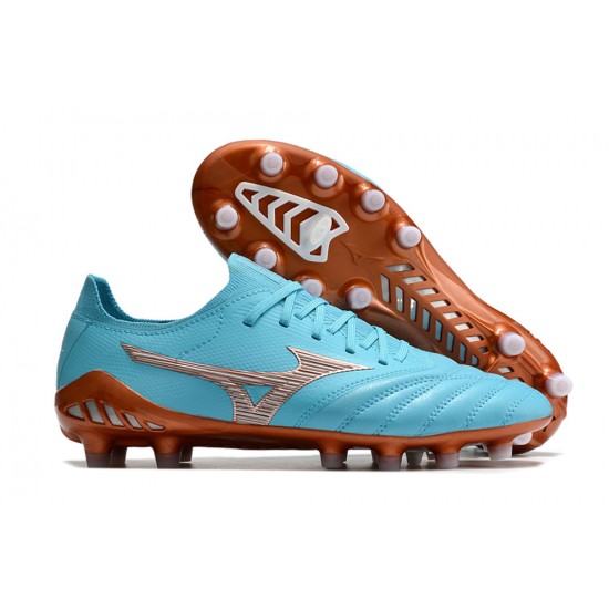 Mizuno Morelia Neo Iii Made In Japan AG Low-Top Blue Brown For Men Soccer Cleats 