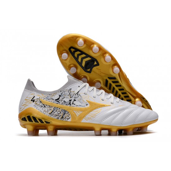 Mizuno Morelia Neo Iii Made In Japan AG Low-Top White Gold For Men Soccer Cleats 