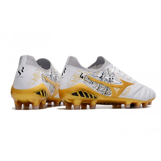 Mizuno Morelia Neo Iii Made In Japan AG Low-Top White Gold For Men Soccer Cleats 