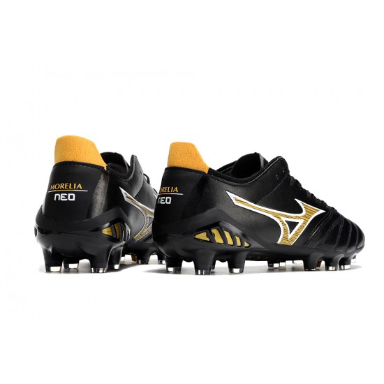 Mizuno Morelia Neo Iii Pro AG Low-Top Black Gold For Men Soccer Cleats 