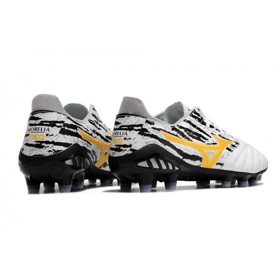 Mizuno Morelia Neo Iii Pro AG Low-Top Black White Yellow For Men Soccer Cleats 