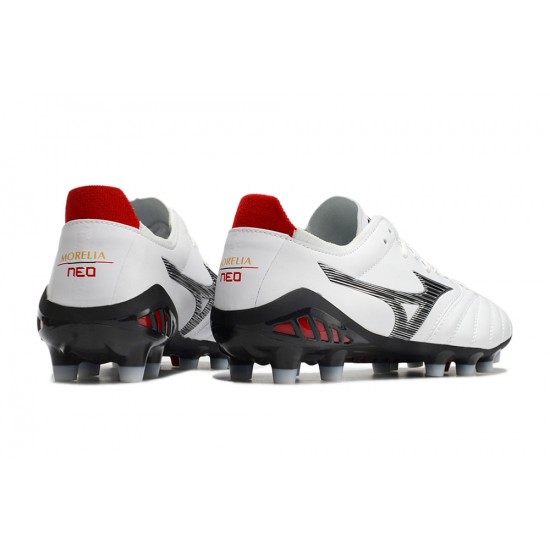 Mizuno Morelia Neo Iii Pro AG Low-Top White Black Red For Men Soccer Cleats 