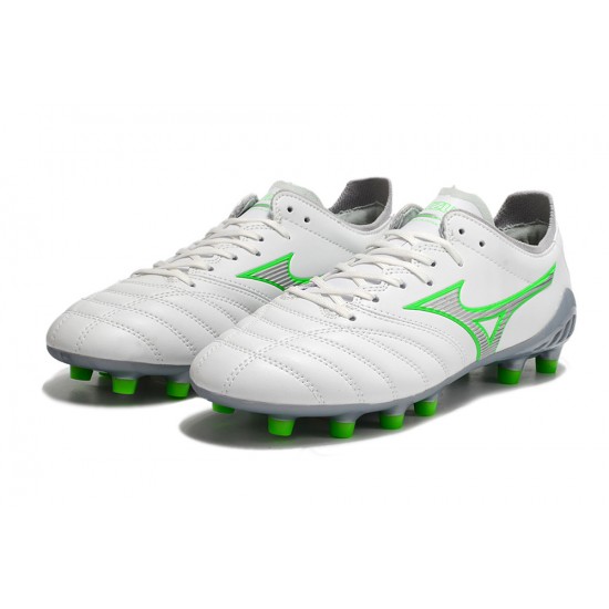 Mizuno Morelia Neo Iii Pro AG Low-Top White Grey Green For Men Soccer Cleats 