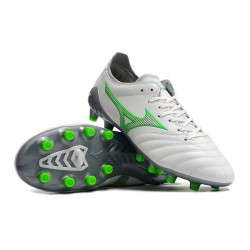 Mizuno Morelia Neo Iii Pro AG Low-Top White Grey Green For Men Soccer Cleats 