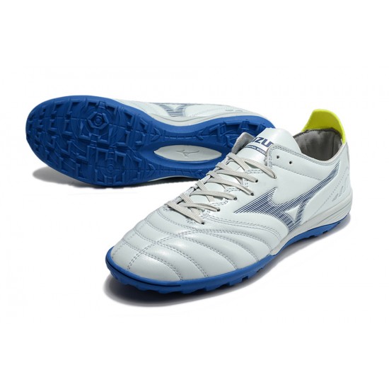 Mizuno Morelia Wave Cup Classic Tf Low-Top White Blue Yellow For Men Soccer Cleats 