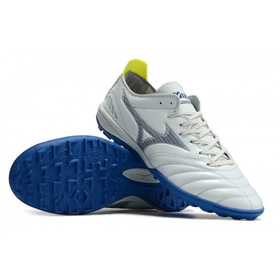 Mizuno Morelia Wave Cup Classic Tf Low-Top White Blue Yellow For Men Soccer Cleats 