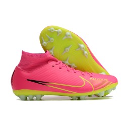 Nike Air Zoom Mercurial Superfly IX Academy AG High-top Green Pink Women And Men Soccer Cleats 