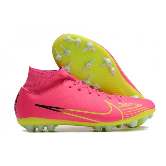 Nike Air Zoom Mercurial Superfly IX Academy AG High-top Green Pink Women And Men Soccer Cleats 