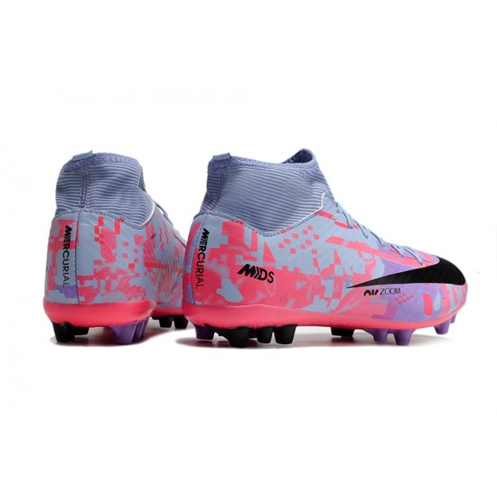 Nike Air Zoom Mercurial Superfly IX Academy AG High-top Purple Pink Women And Men Soccer Cleats 