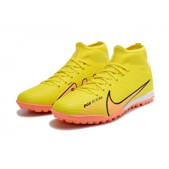 Nike Air Zoom Mercurial Superfly IX Academy TF High-top Yellow Women And Men Soccer Cleats 